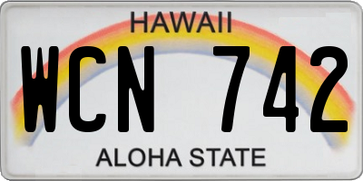HI license plate WCN742