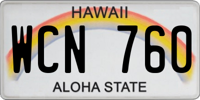 HI license plate WCN760