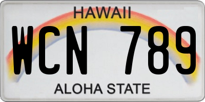HI license plate WCN789