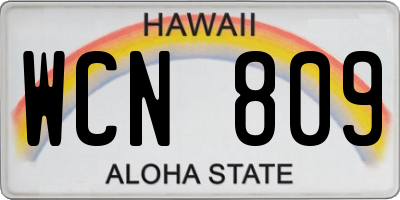 HI license plate WCN809