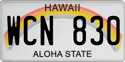 HI license plate WCN830