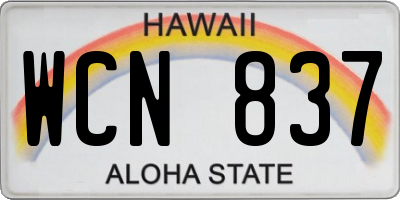 HI license plate WCN837