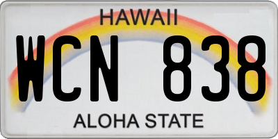 HI license plate WCN838