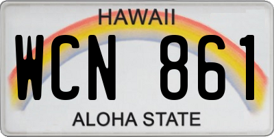 HI license plate WCN861