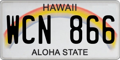 HI license plate WCN866