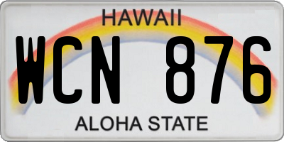 HI license plate WCN876