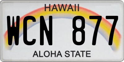 HI license plate WCN877