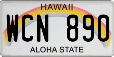 HI license plate WCN890