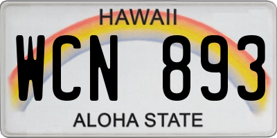 HI license plate WCN893