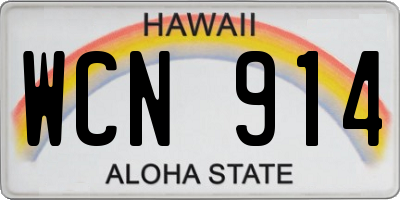 HI license plate WCN914