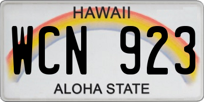 HI license plate WCN923