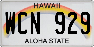 HI license plate WCN929