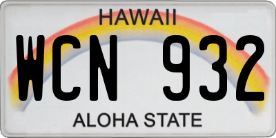 HI license plate WCN932