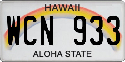 HI license plate WCN933