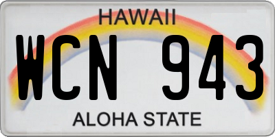HI license plate WCN943