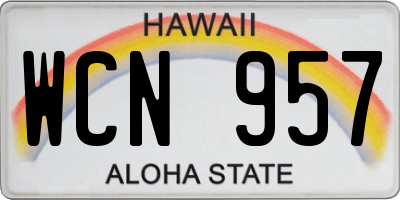 HI license plate WCN957