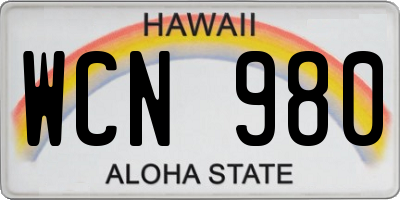 HI license plate WCN980