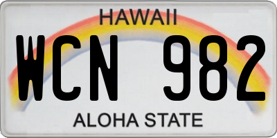 HI license plate WCN982