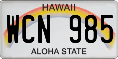 HI license plate WCN985