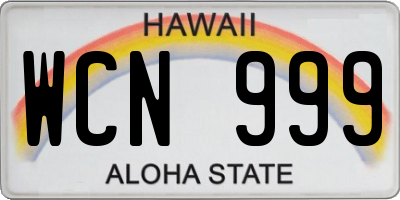 HI license plate WCN999