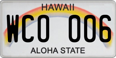 HI license plate WCO006
