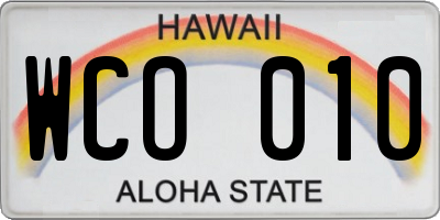 HI license plate WCO010