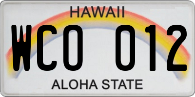 HI license plate WCO012