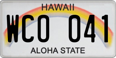 HI license plate WCO041