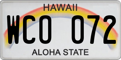 HI license plate WCO072