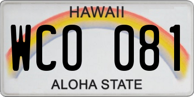 HI license plate WCO081