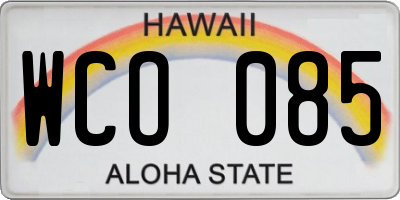 HI license plate WCO085