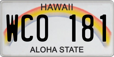 HI license plate WCO181