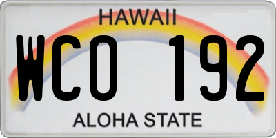 HI license plate WCO192