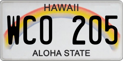 HI license plate WCO205