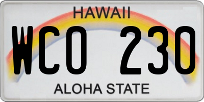 HI license plate WCO230