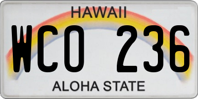 HI license plate WCO236