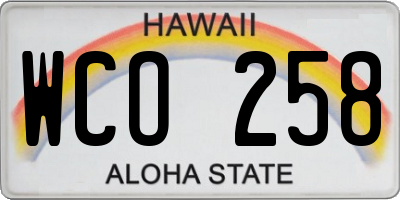 HI license plate WCO258