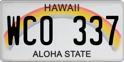 HI license plate WCO337