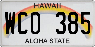 HI license plate WCO385