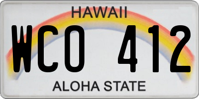 HI license plate WCO412