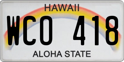 HI license plate WCO418