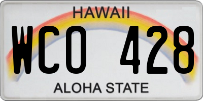 HI license plate WCO428