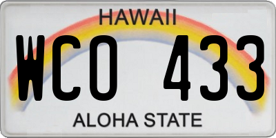 HI license plate WCO433