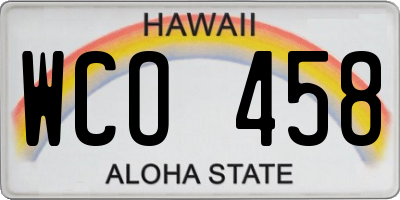 HI license plate WCO458