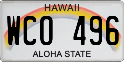 HI license plate WCO496