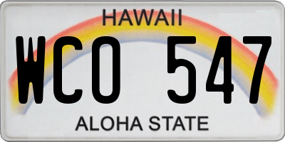 HI license plate WCO547