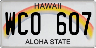 HI license plate WCO607