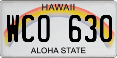 HI license plate WCO630