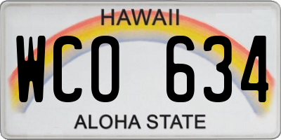 HI license plate WCO634