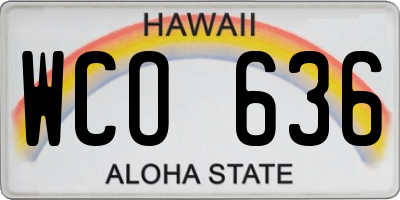 HI license plate WCO636